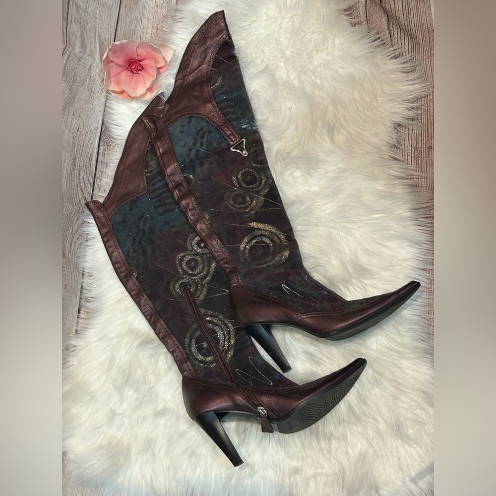 🍂 MARINO FABIANI Italian Leather & Suede Over Knee Boot 🍂